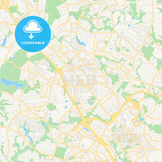 Empty vector map of Gaithersburg, Maryland, USA