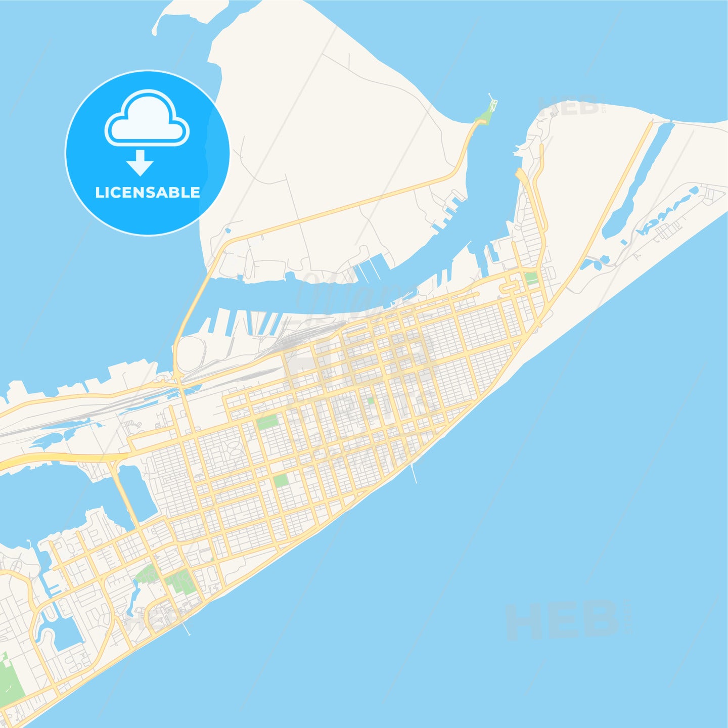 Empty vector map of Galveston, Texas, United States of America