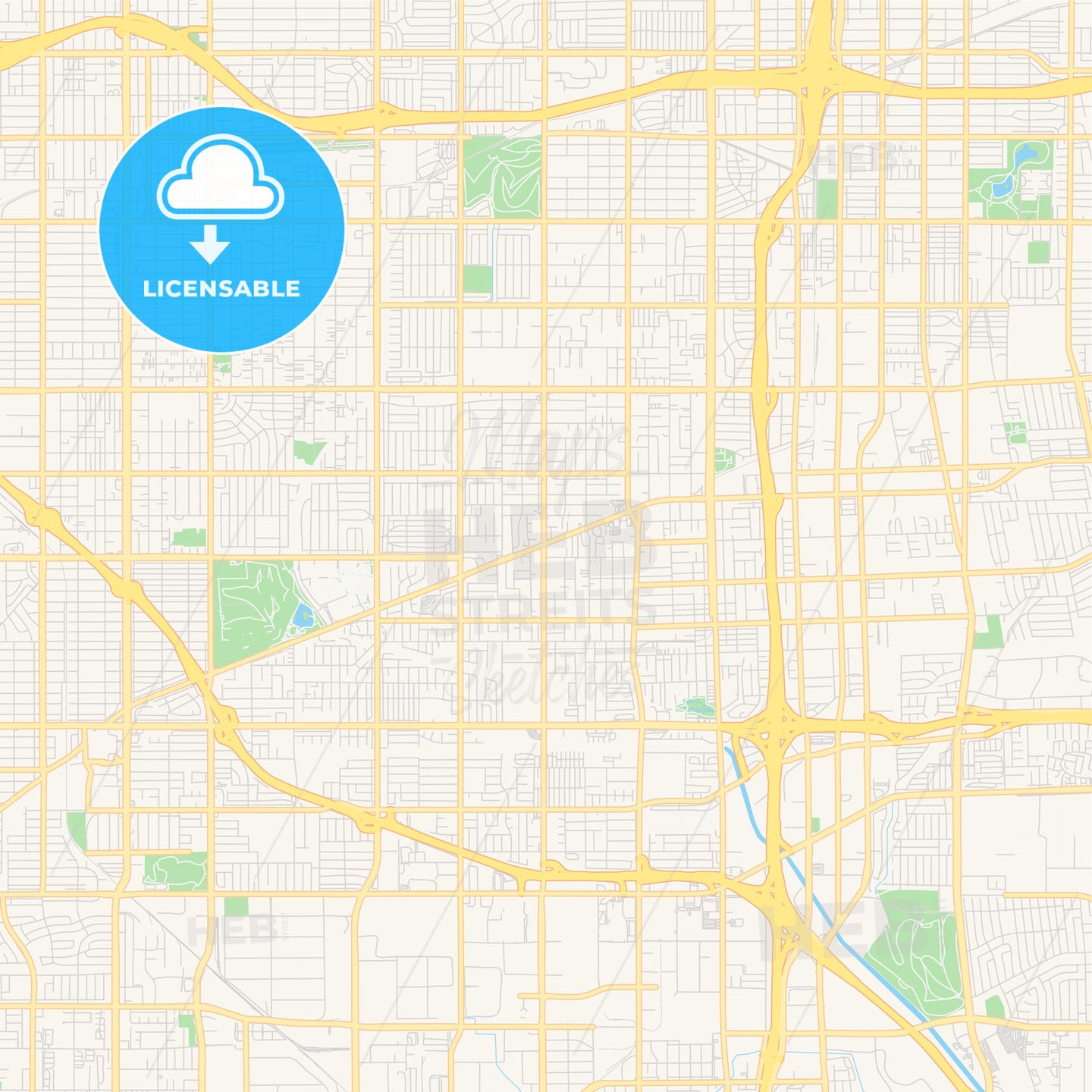 Empty vector map of Gardena, California, USA