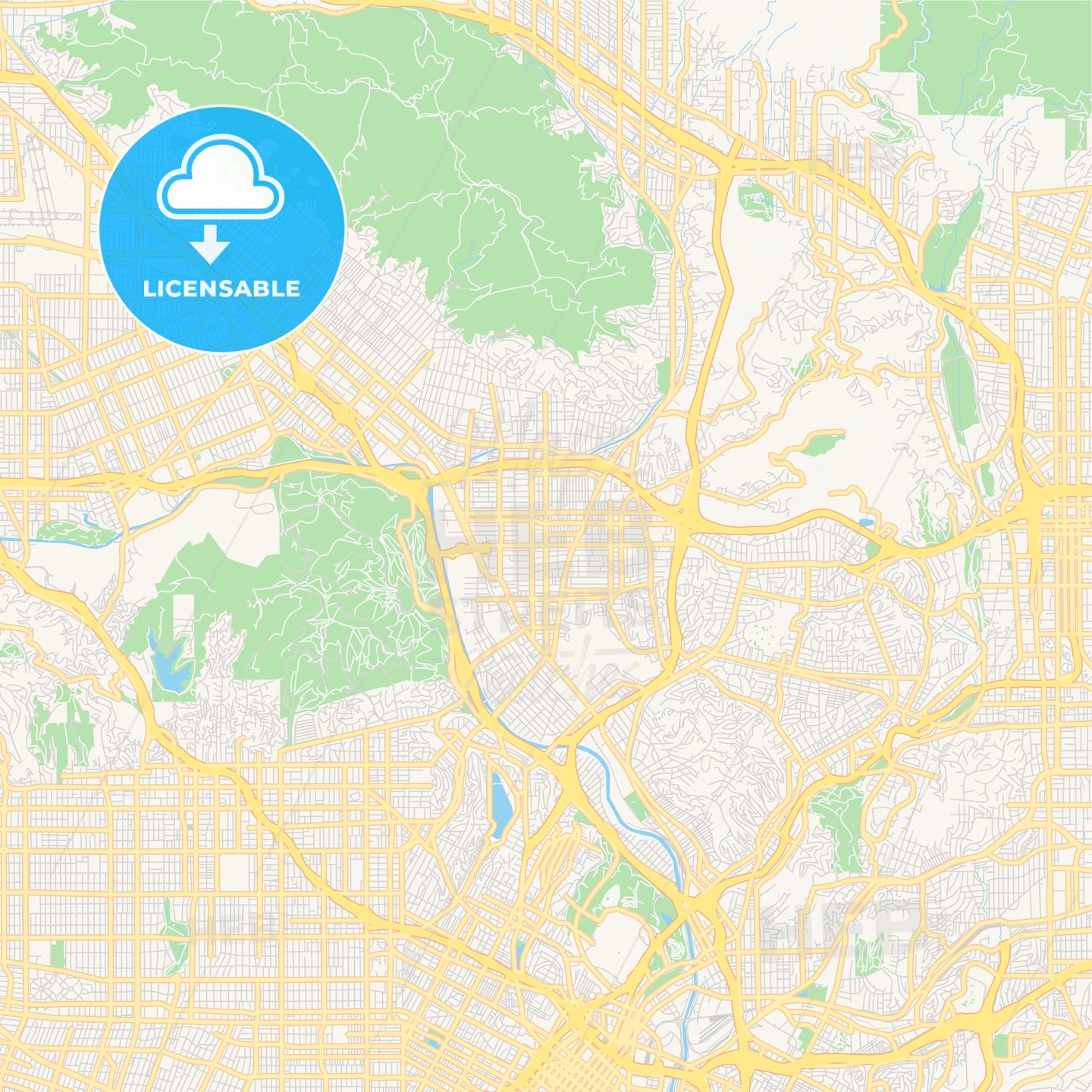 Empty vector map of Glendale, California, USA