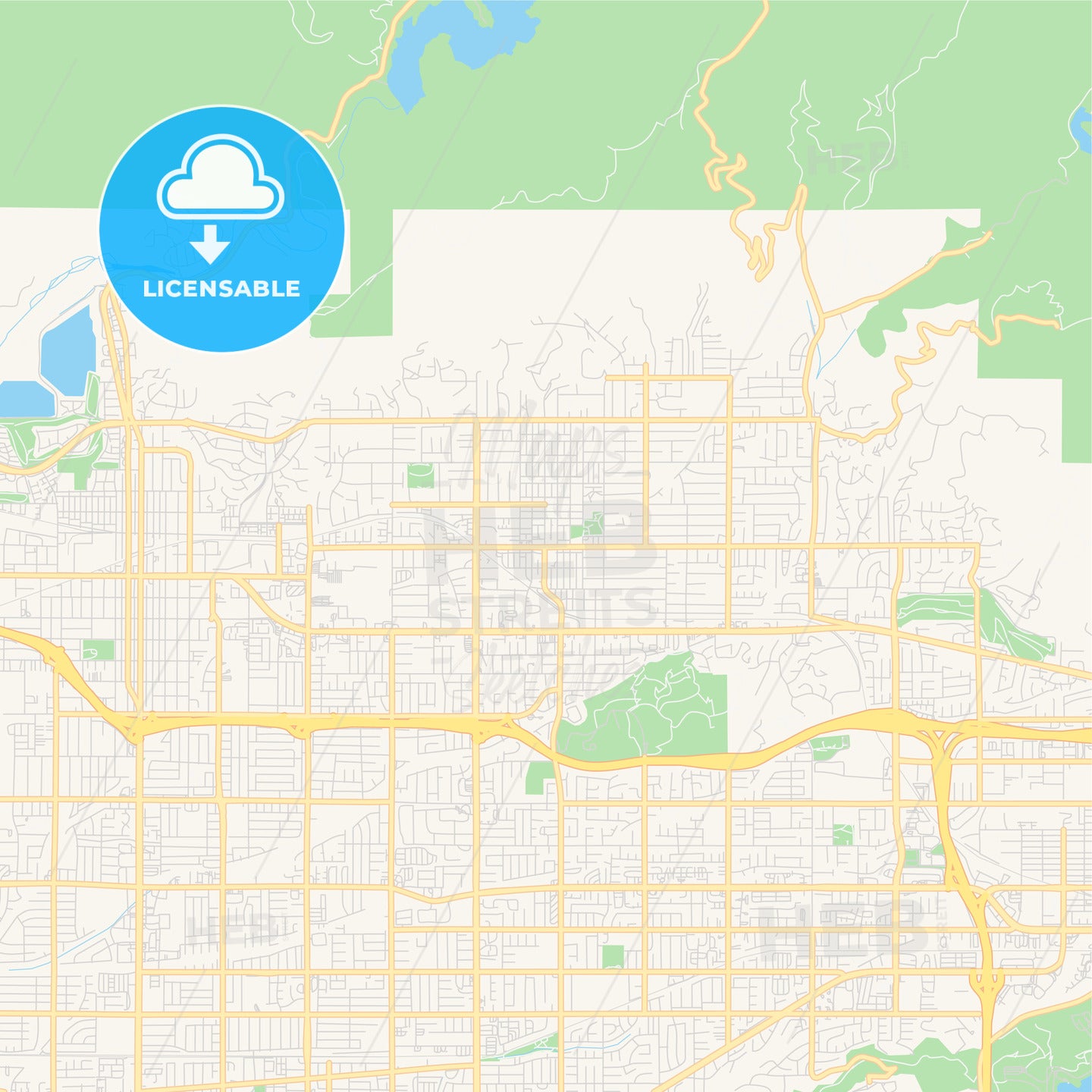 Empty vector map of Glendora, California, United States of America
