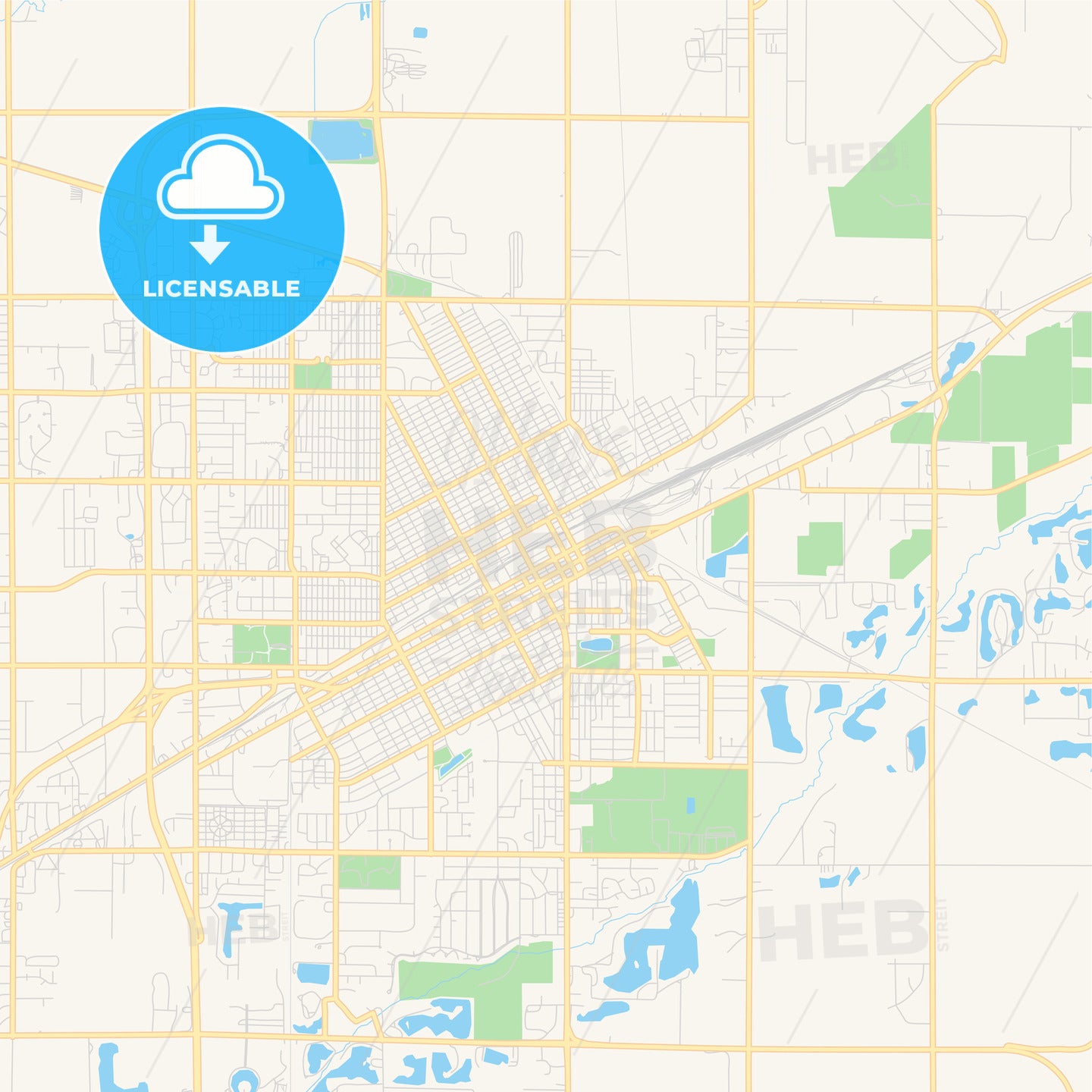 Empty vector map of Grand Island, Nebraska, United States of America