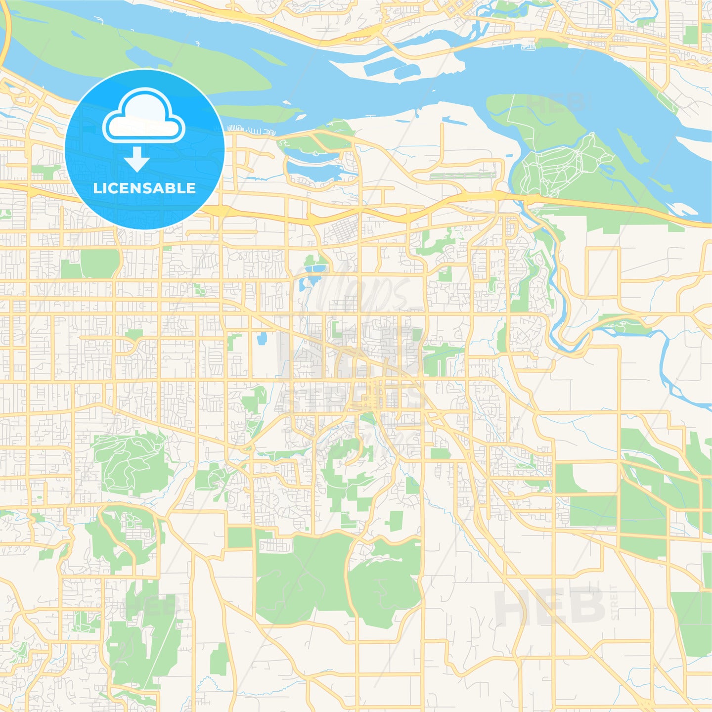 Empty vector map of Gresham, Oregon, USA