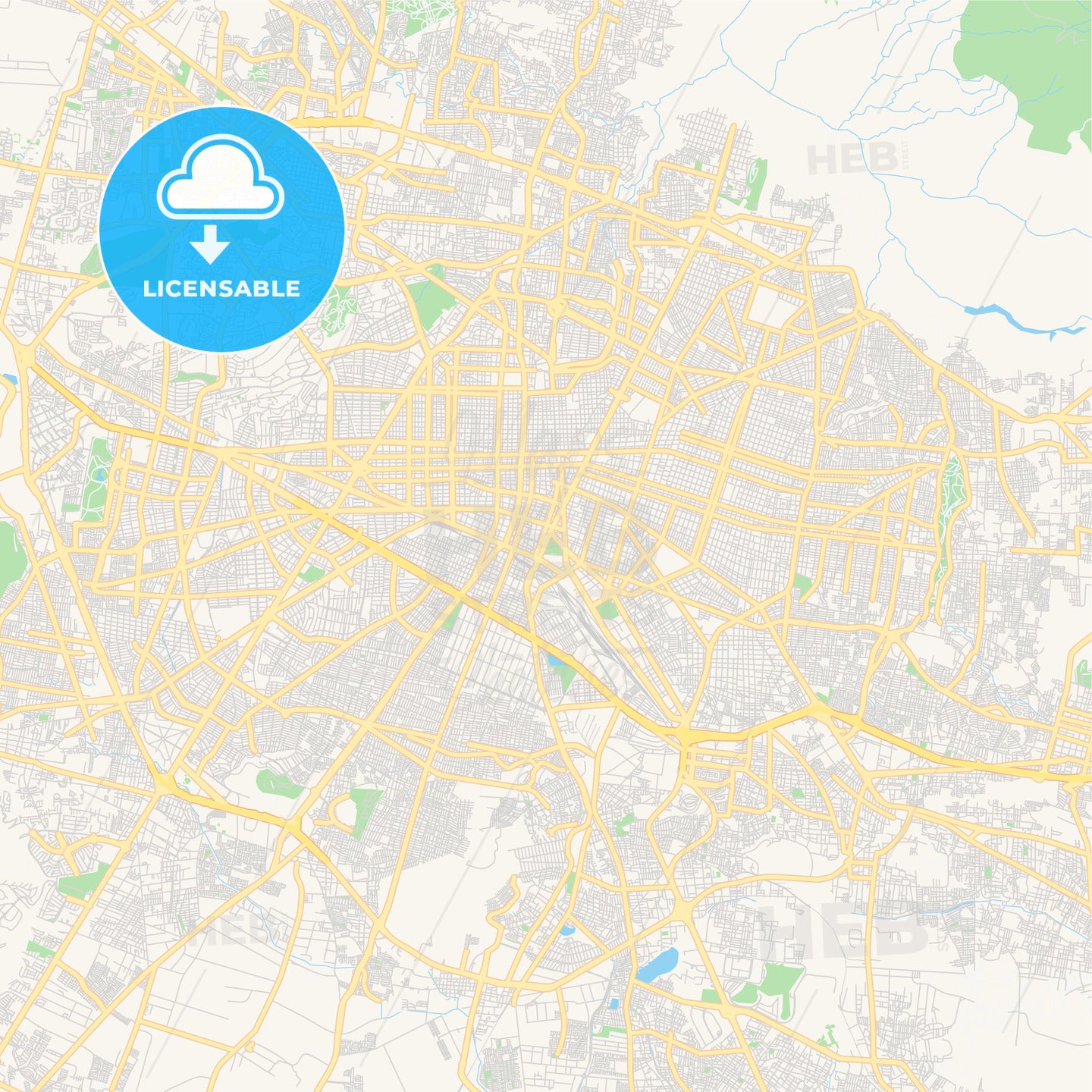 Empty vector map of Guadalajara, Jalisco, Mexico