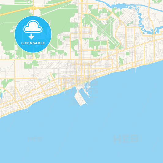 Empty vector map of Gulfport, Mississippi, USA