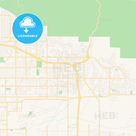 Empty vector map of Highland, California, USA