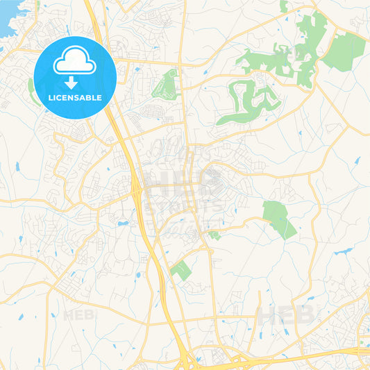 Empty vector map of Huntersville, North Carolina, USA