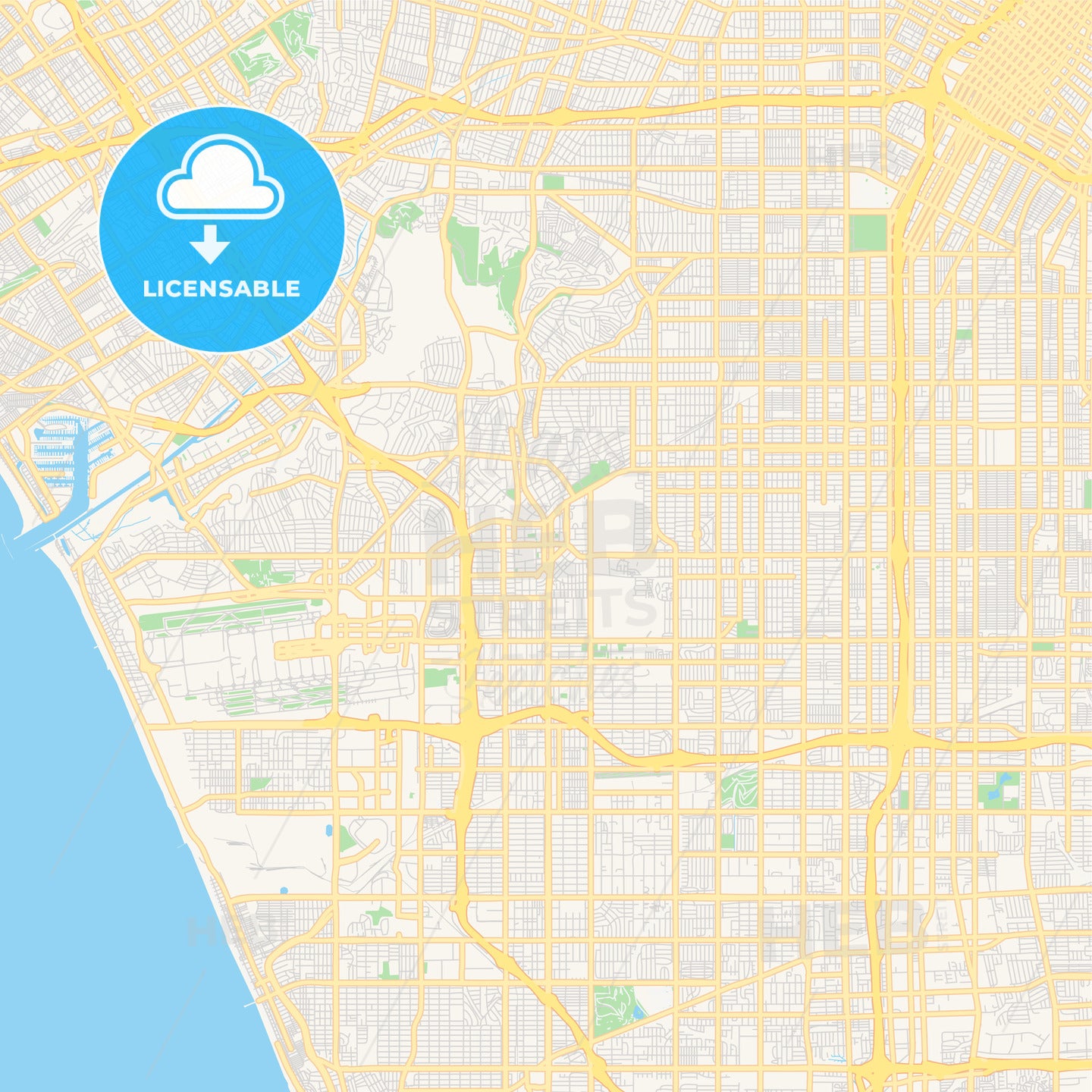 Empty vector map of Inglewood, California, USA