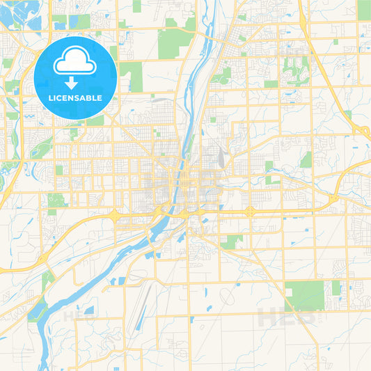Empty vector map of Joliet, Illinois, USA