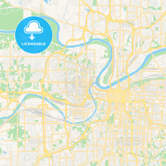 Empty vector map of Kansas City, Kansas, USA