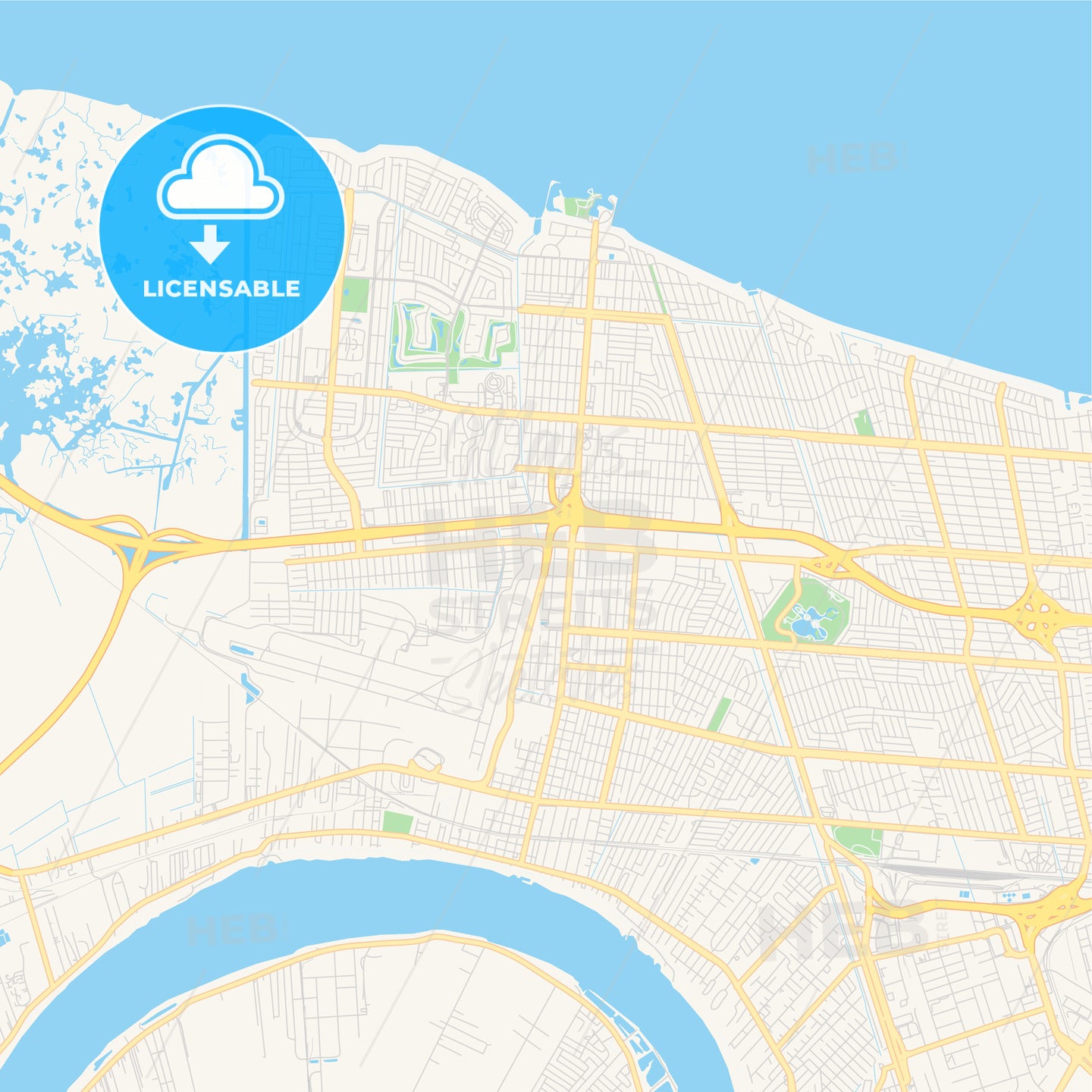 Empty vector map of Kenner, Louisiana, USA