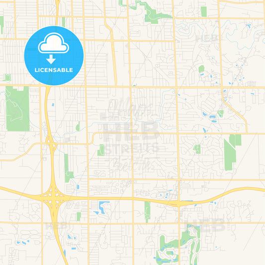 Empty vector map of Kentwood, Michigan, United States of America