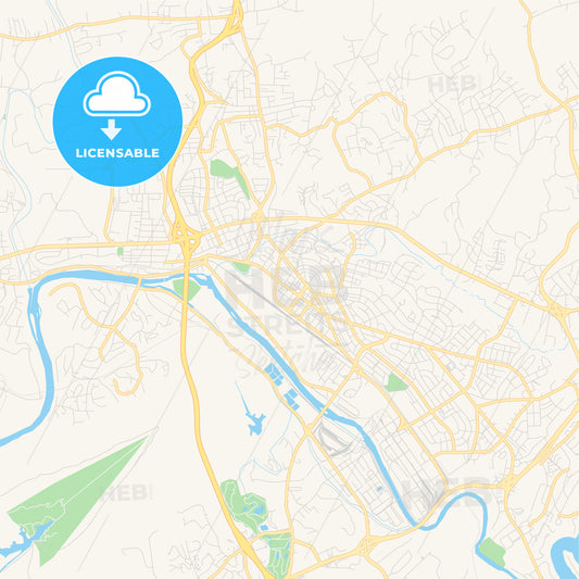 Empty vector map of Kingsport, Tennessee, United States of America