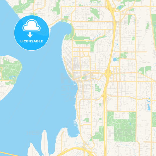Empty vector map of Kirkland, Washington, USA