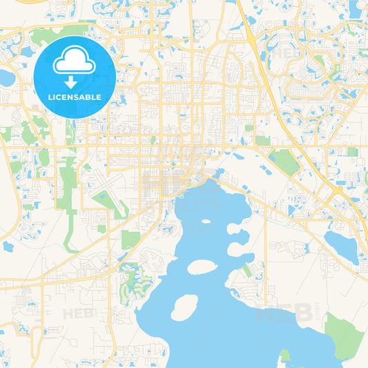 Empty vector map of Kissimmee, Florida, USA