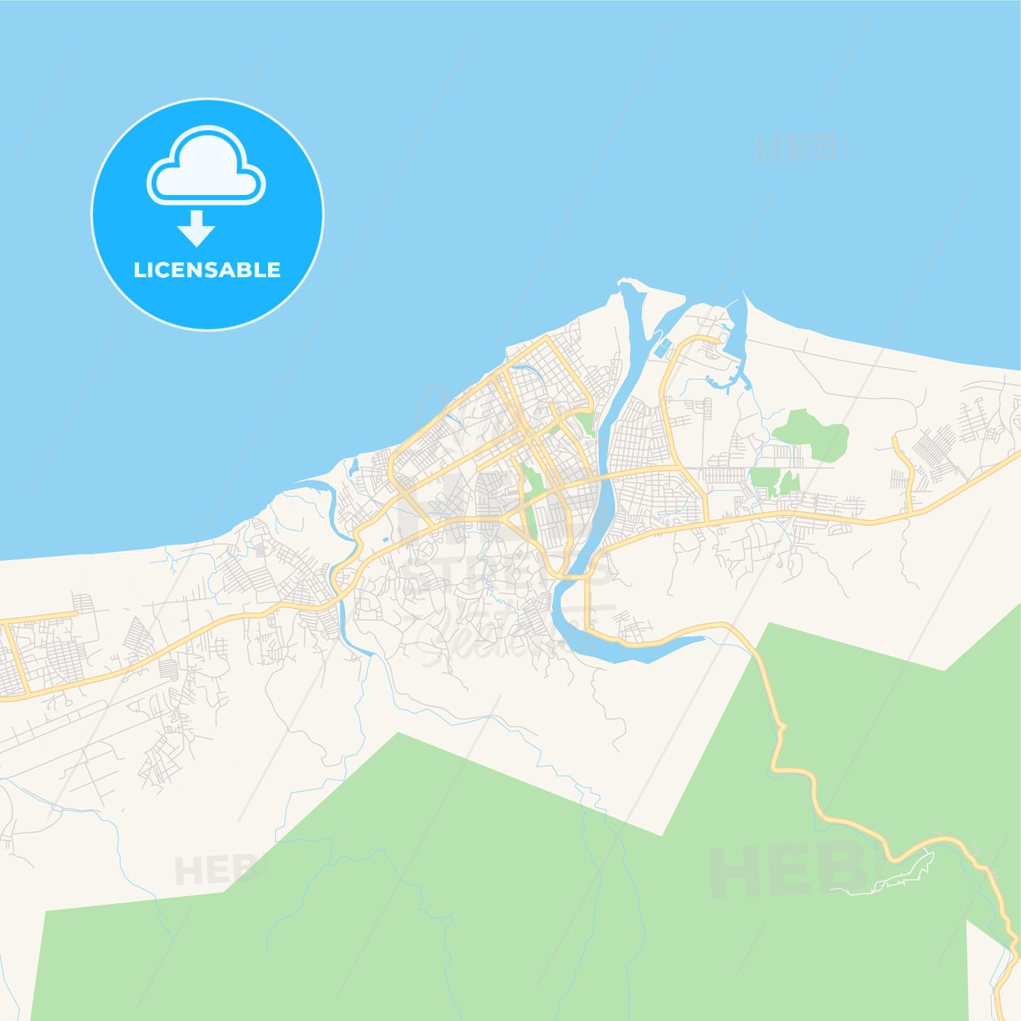 Empty vector map of La Ceiba, Atlántida, Honduras