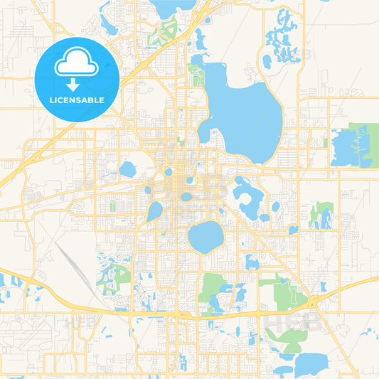 Empty vector map of Lakeland, Florida, USA
