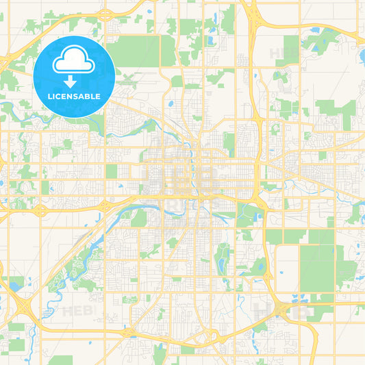 Empty vector map of Lansing, Michigan, USA