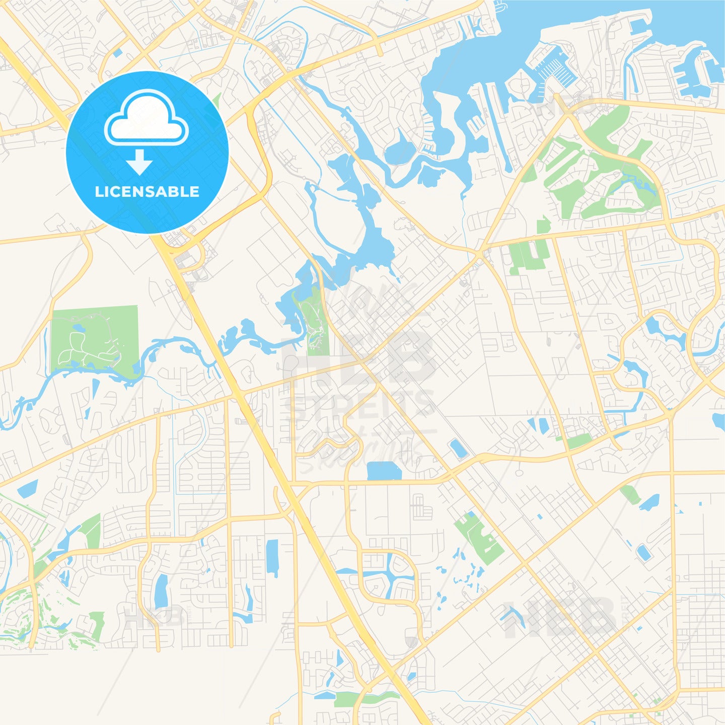 Empty vector map of League City, Texas, USA