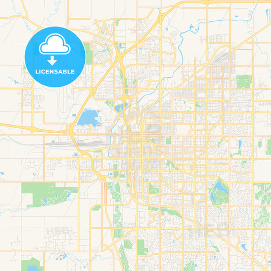 Empty vector map of Lincoln, Nebraska, USA