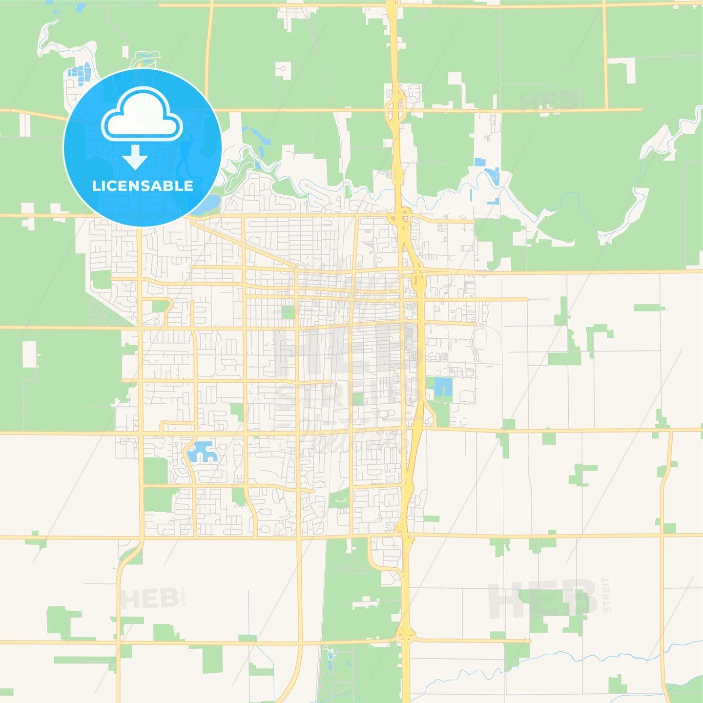 Empty vector map of Lodi, California, USA