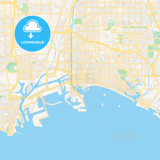 Empty vector map of Long Beach, California, USA