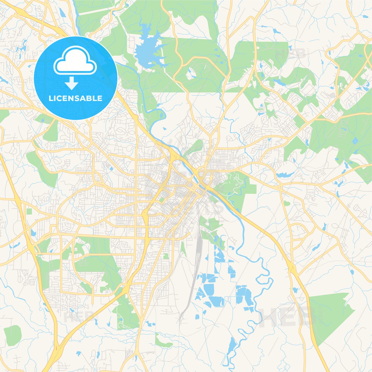 Empty vector map of Macon, Georgia, USA