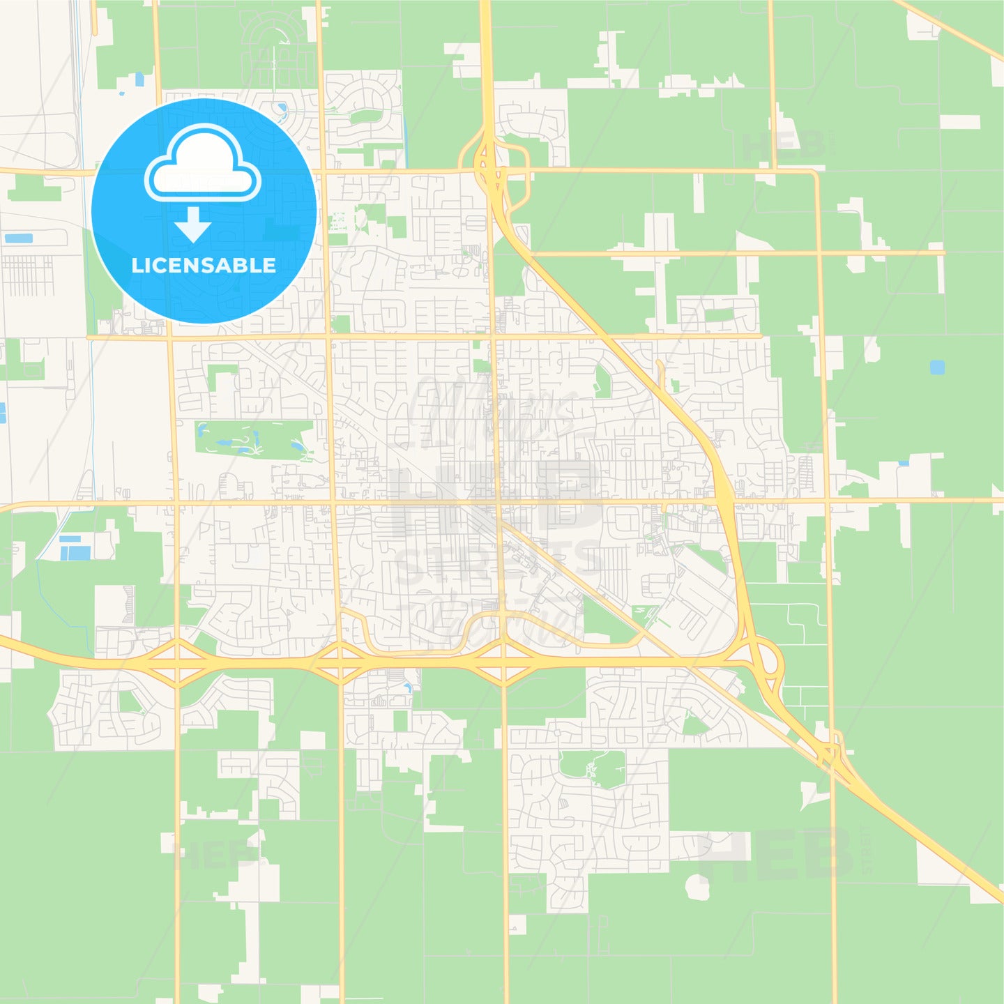 Empty vector map of Manteca, California, USA