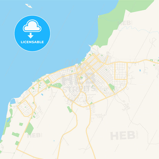 Empty vector map of Manzanillo, Granma, Cuba