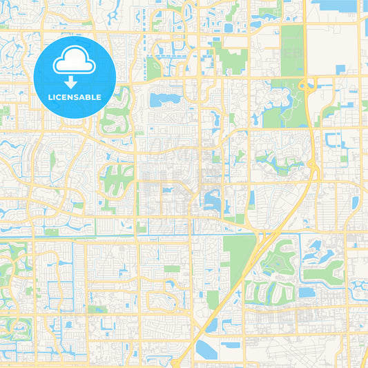 Empty vector map of Margate, Florida, USA