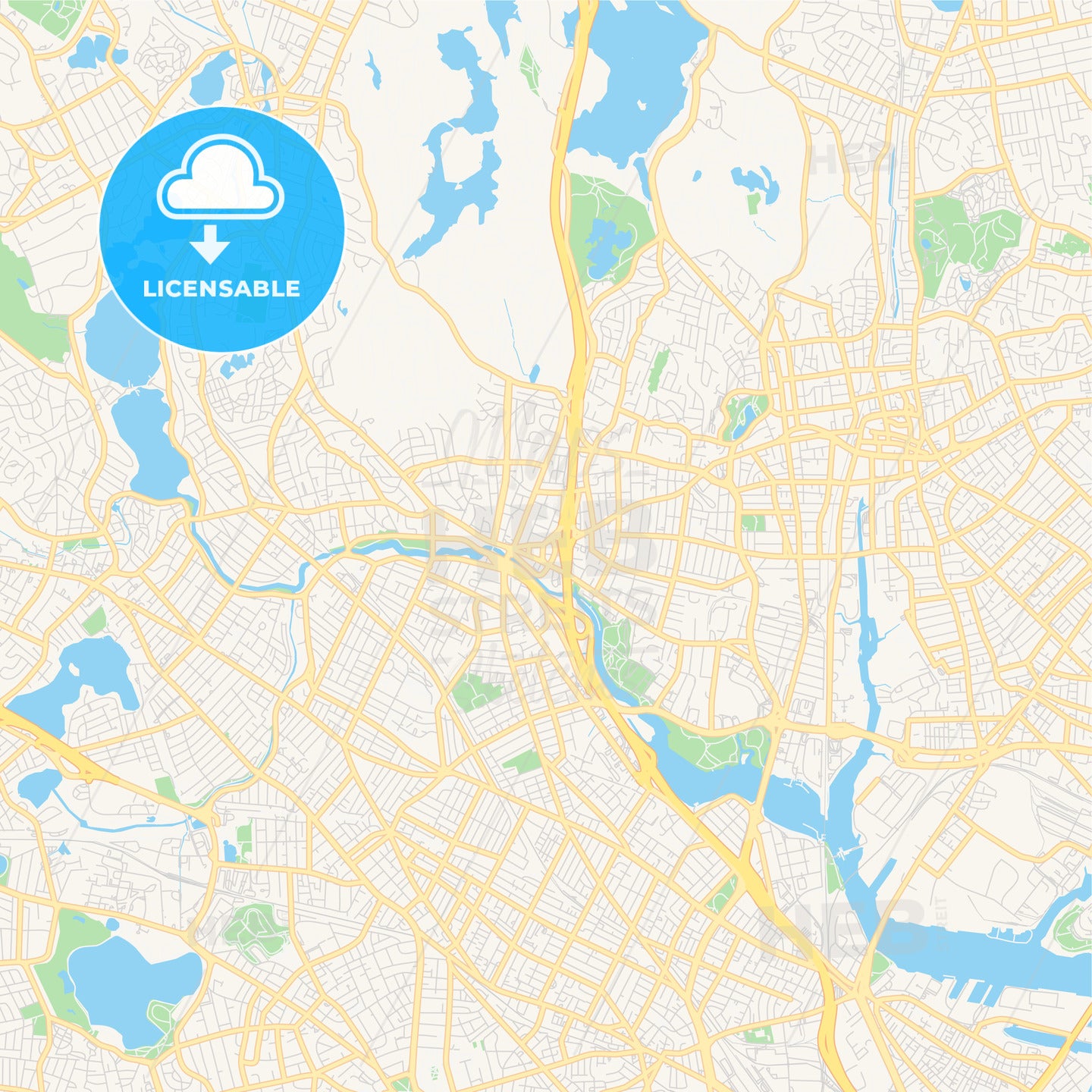 Empty vector map of Medford, Massachusetts, USA