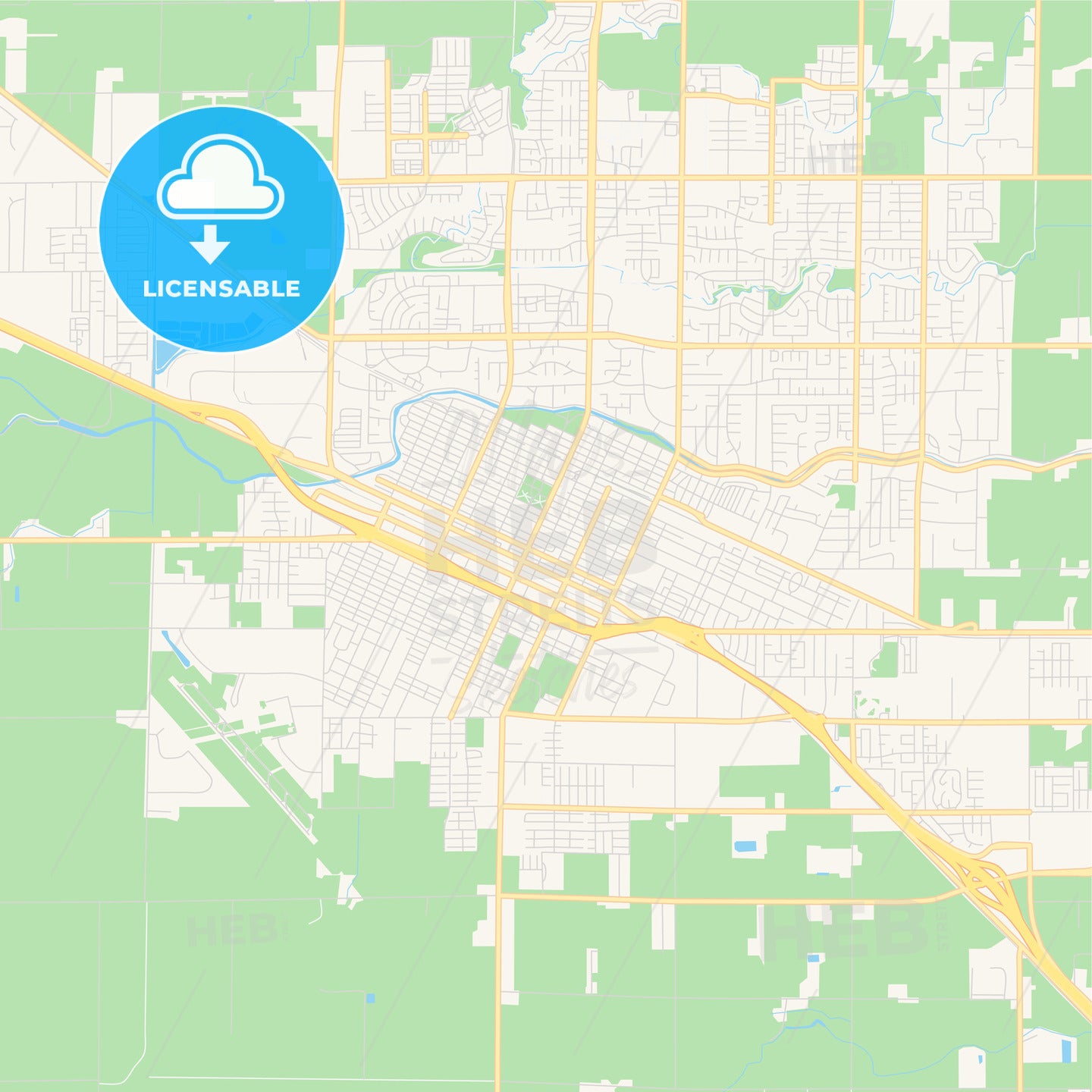 Empty vector map of Merced, California, USA