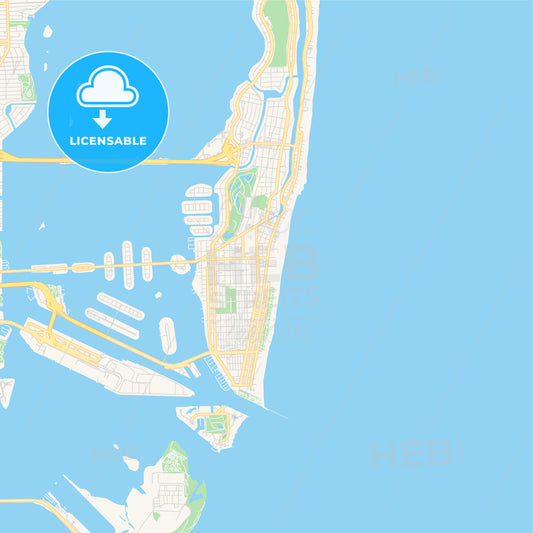 Empty vector map of Miami Beach, Florida, USA