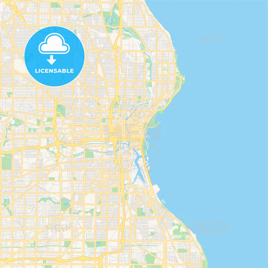 Empty vector map of Milwaukee, Wisconsin, USA