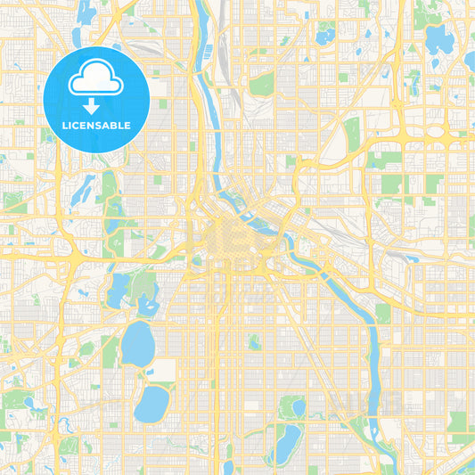 Empty vector map of Minneapolis, Minnesota, USA