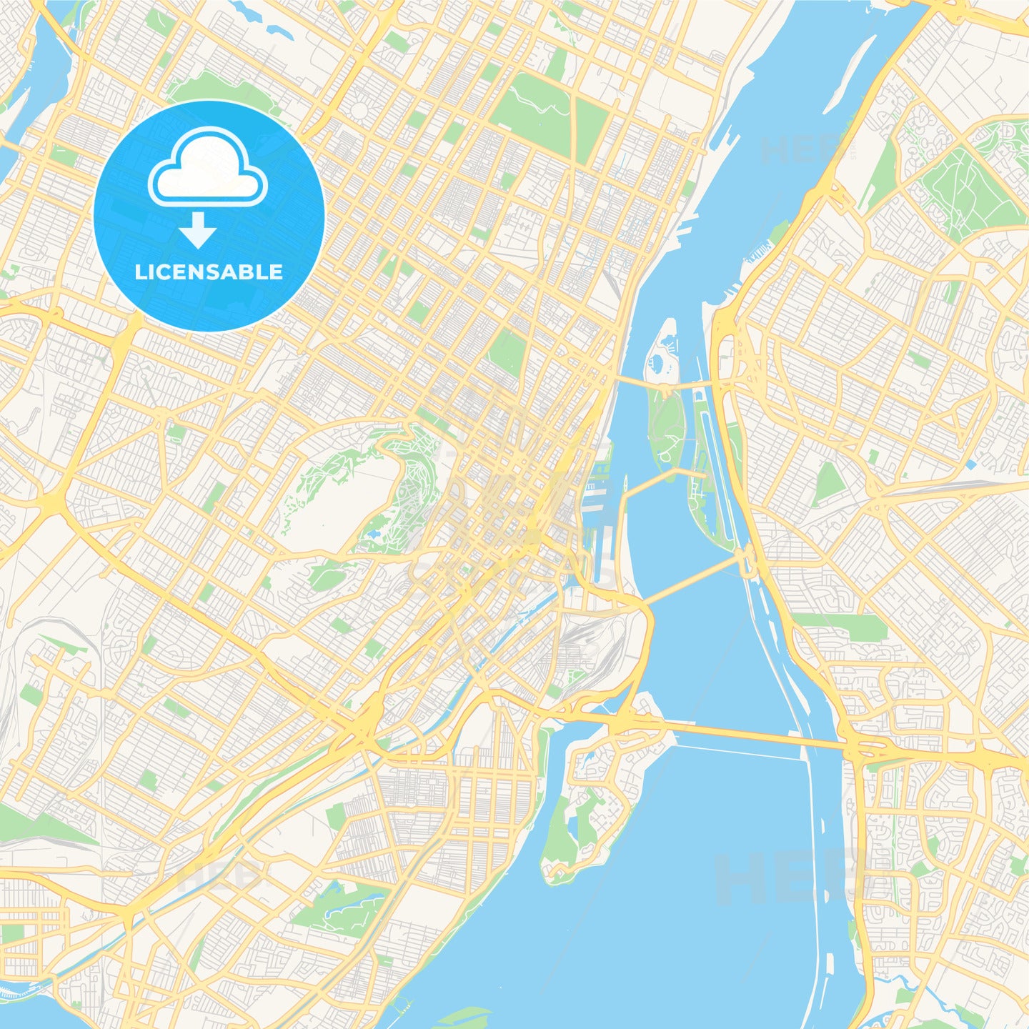 Empty vector map of Montreal, Quebec, Canada