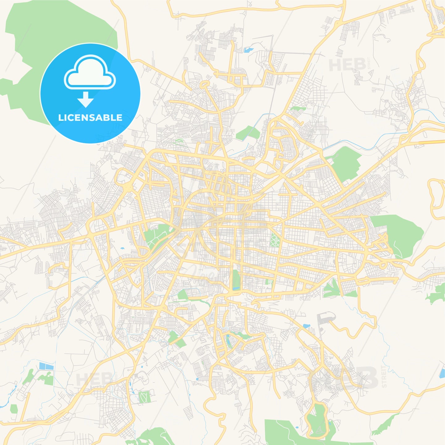 Empty vector map of Morelia, Michoacán, Mexico