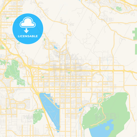 Empty vector map of Moreno Valley, California, USA