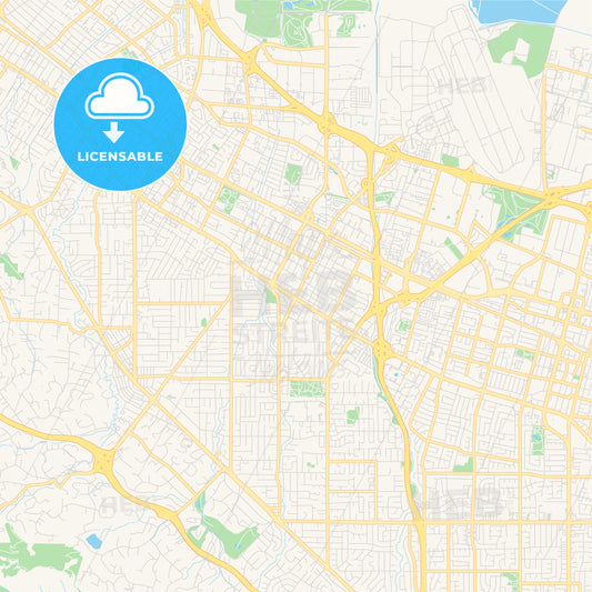 Empty vector map of Mountain View, California, USA