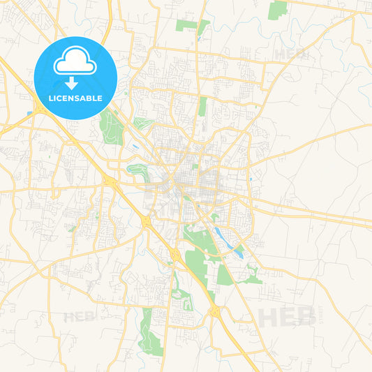 Empty vector map of Murfreesboro, Tennessee, USA