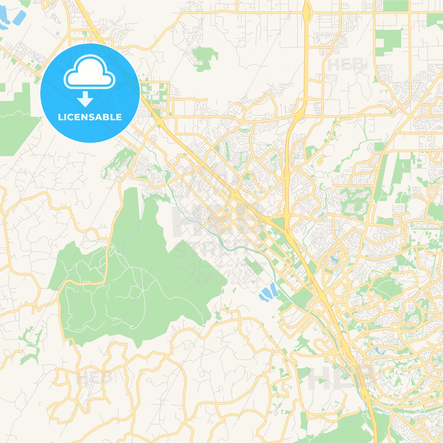 Empty vector map of Murrieta, California, USA
