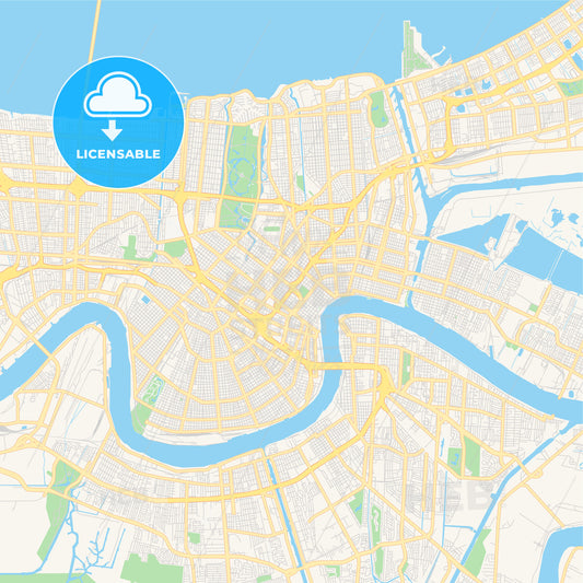 Empty vector map of New Orleans, Louisiana, USA
