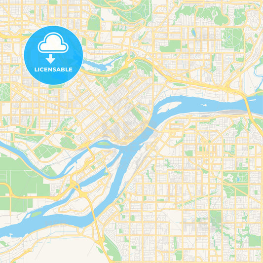 Empty vector map of New Westminster, British Columbia, Canada