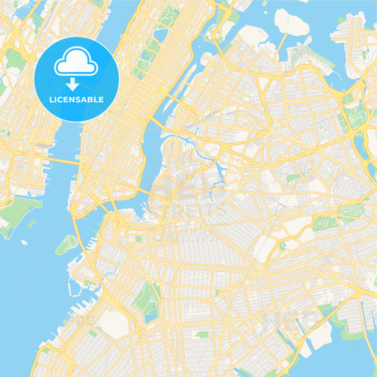 Empty vector map of New York City, New York, USA