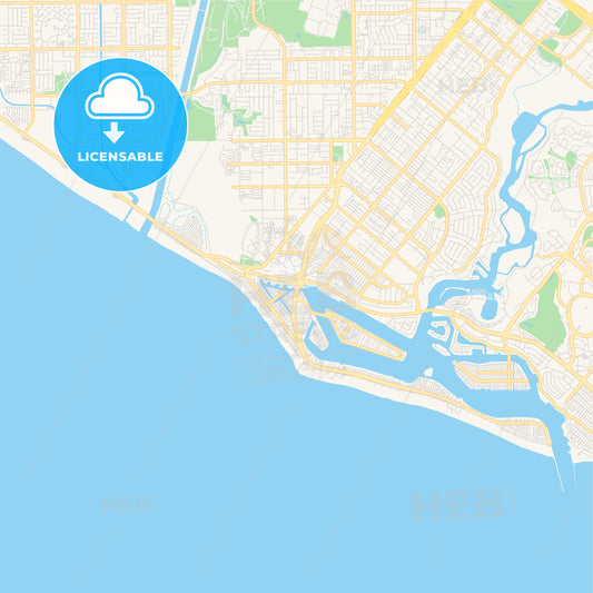 Empty vector map of Newport Beach, California, USA