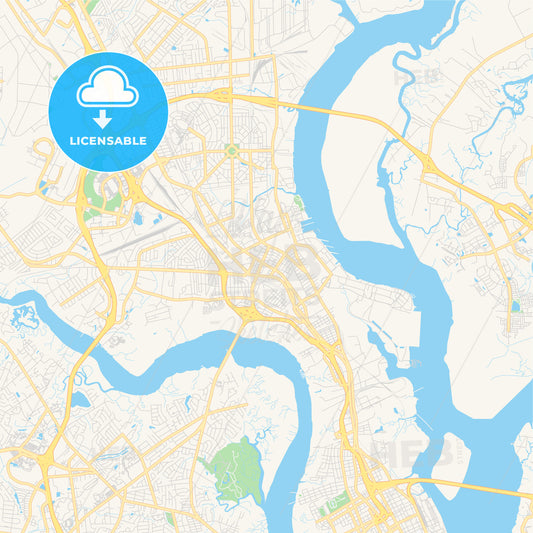 Empty vector map of North Charleston, South Carolina, USA