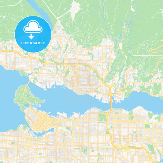 Empty vector map of North Vancouver, British Columbia, Canada