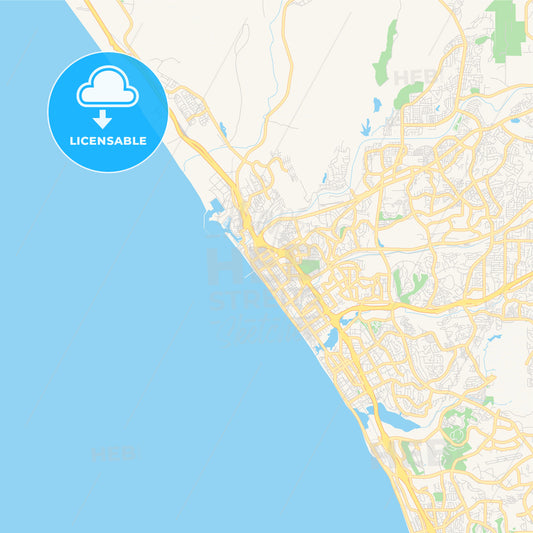 Empty vector map of Oceanside, California, USA