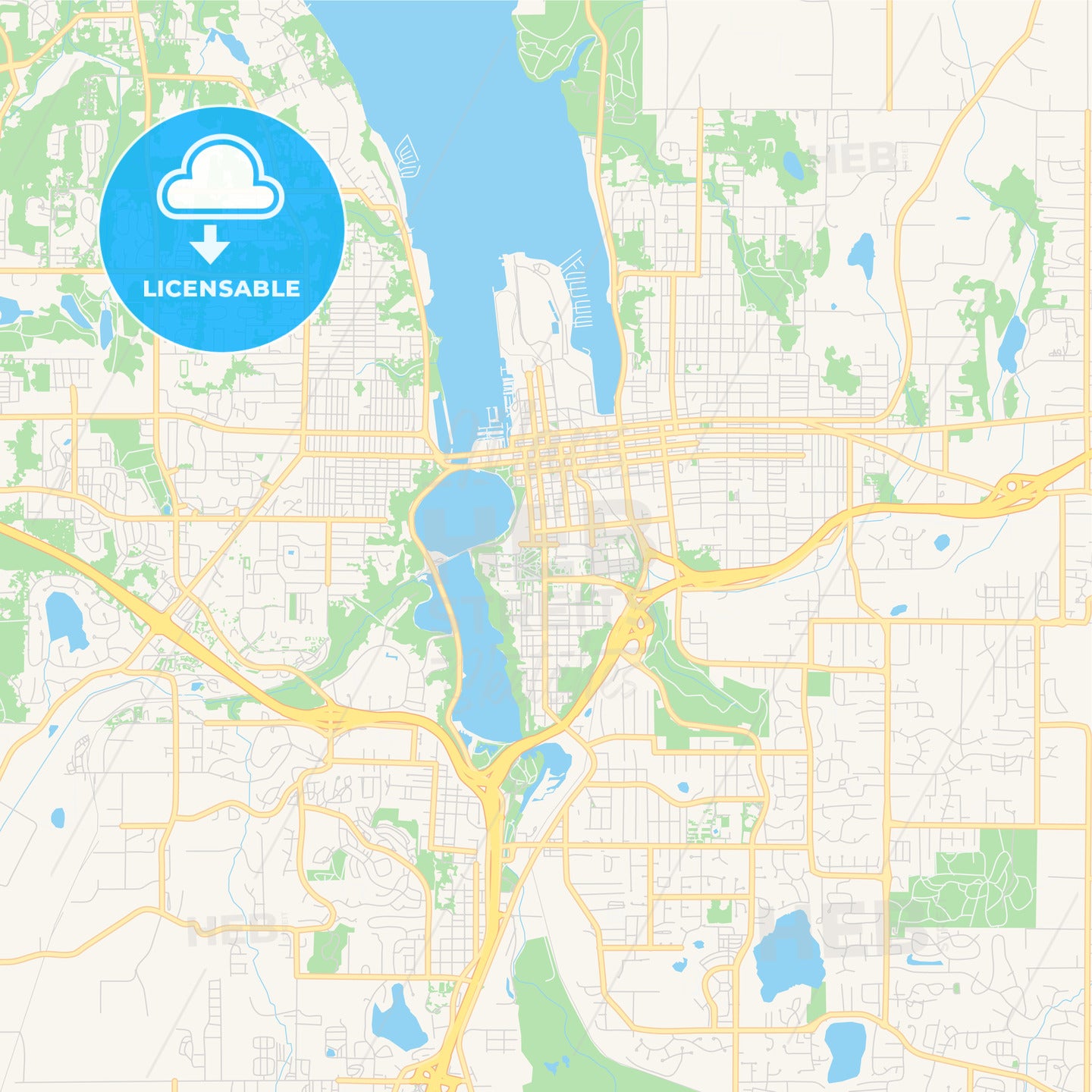 Empty vector map of Olympia, Washington, United States of America