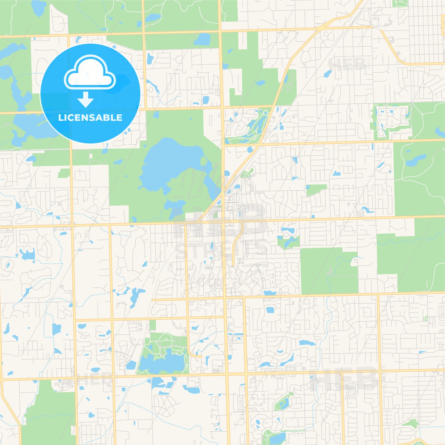 Empty vector map of Orland Park, Illinois, USA